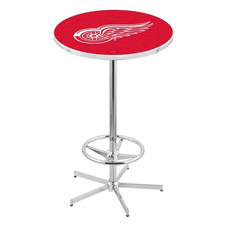 Holland Bar Stool Co 42" Chrome Detroit Red Wings Pub Table L216C4228DetRed